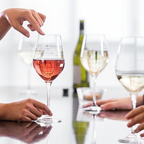 Copa de vino con escala musical